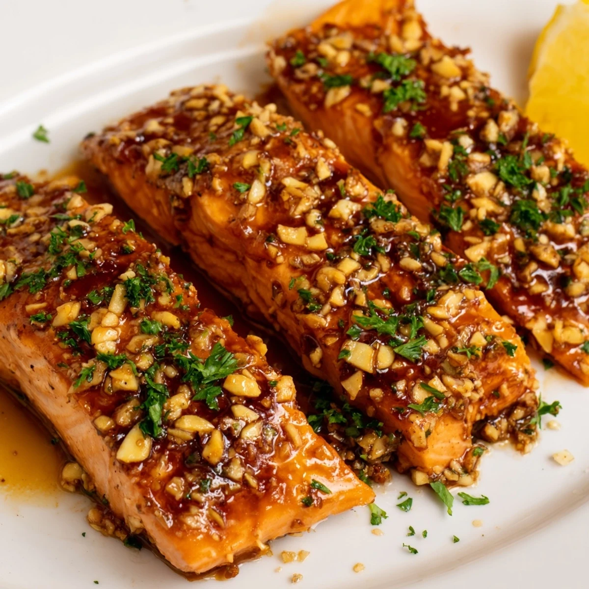 This savory Baked Salmon with Honey Garlic Glaze presents a beautiful, flavorful main course.