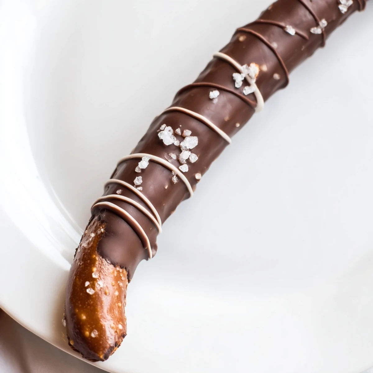 Enjoy perfectly coated chocolate dipped pretzels; the sea salt provides a delightful crunch.