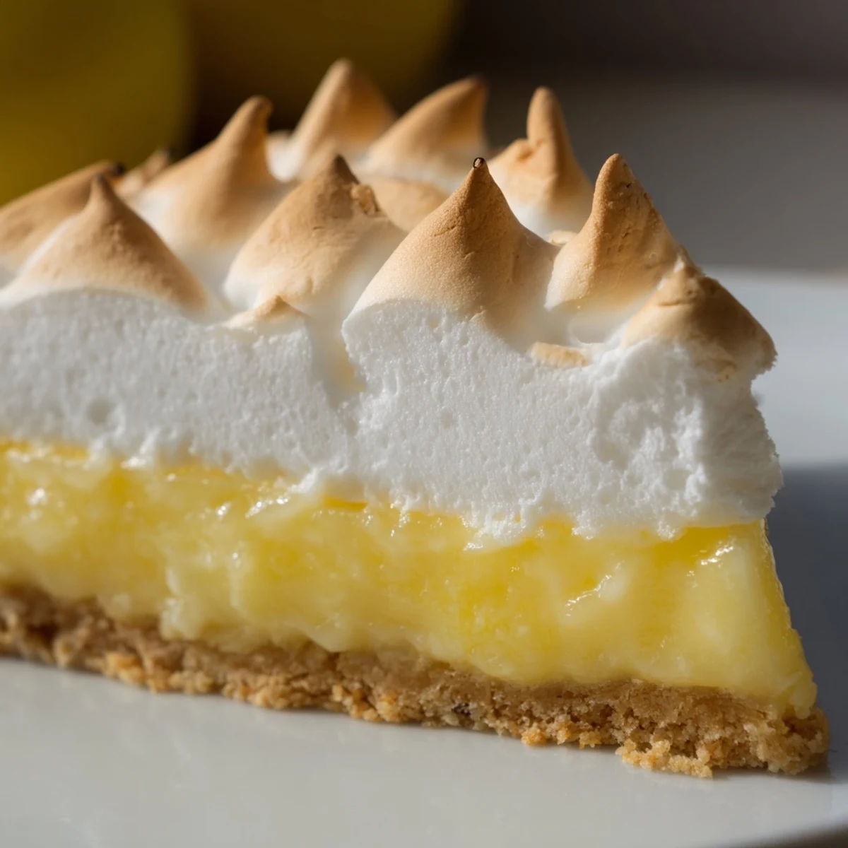 Golden-brown toasted meringue peaks rise high above the bright yellow lemon filling in this classic pie.