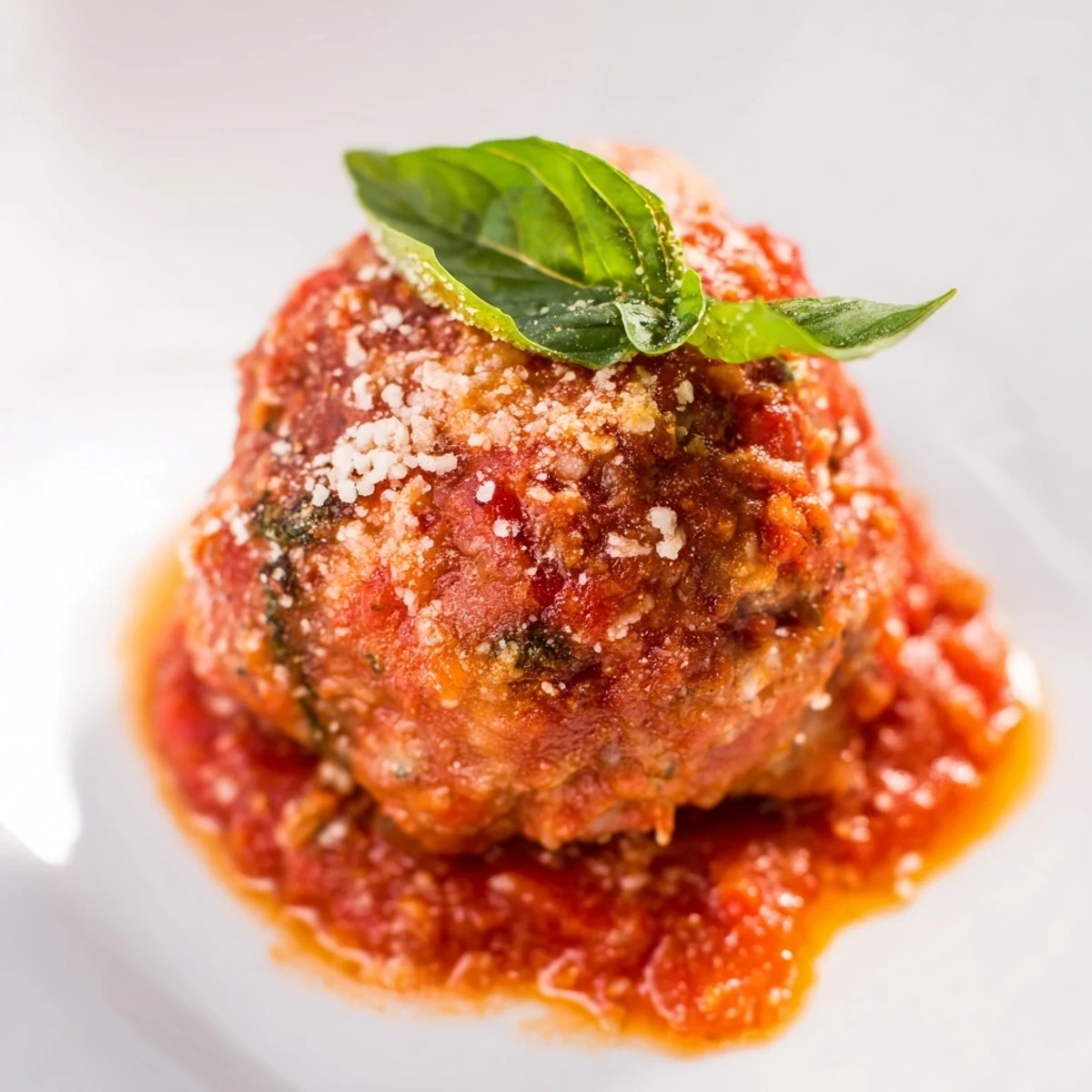 Savory turkey meatballs coated in robust marinara, served over spaghetti with a sprinkle of Parmesan for a family dinner.