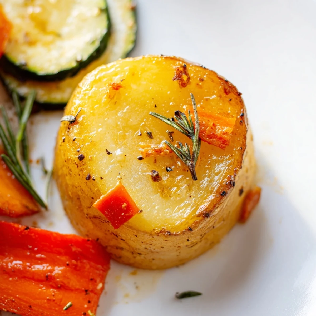 A close-up of Roasted Supper Veggies featuring crisp edges and smoky paprika seasoning.