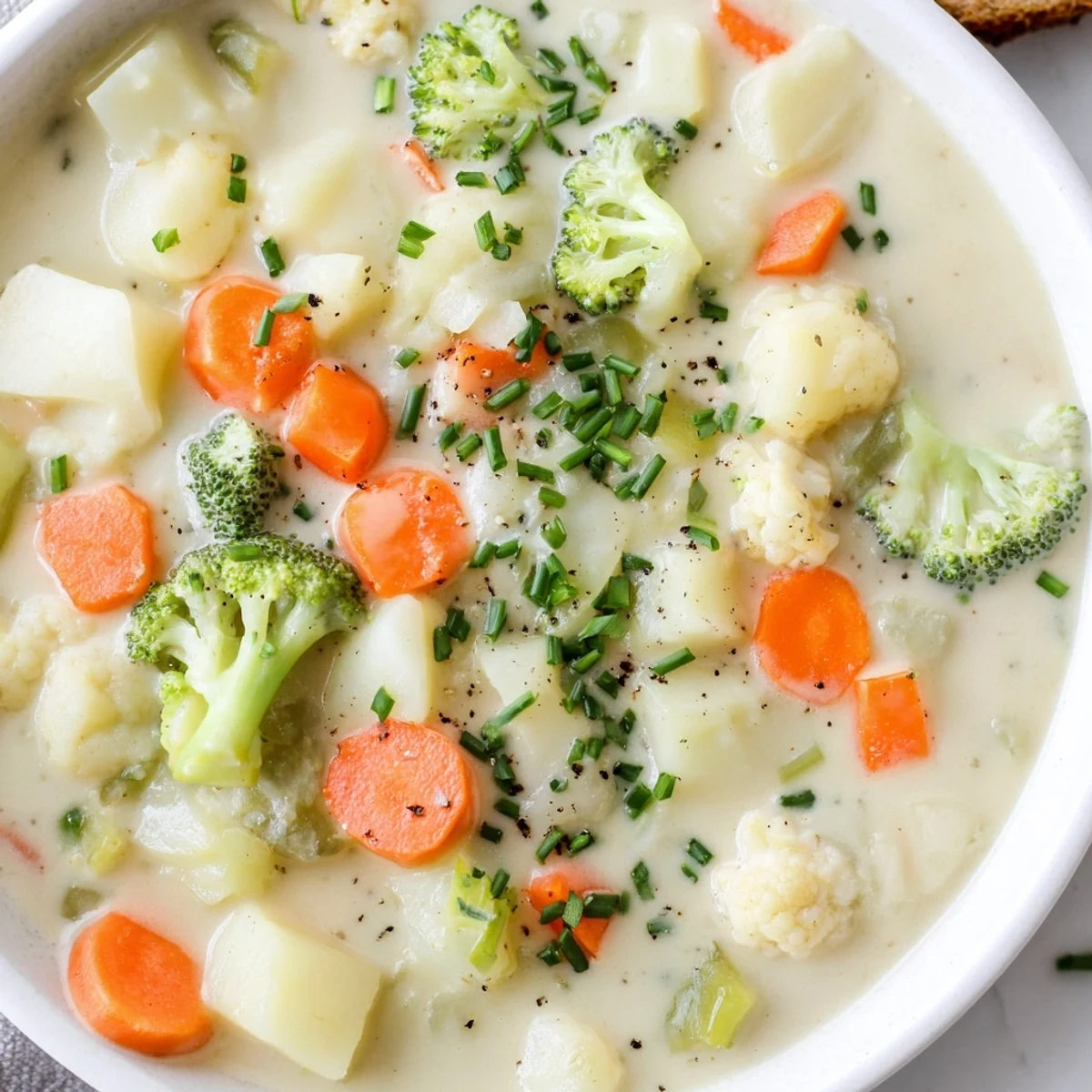 Close-up on rich Creamy Supper Soup, featuring a smooth, puréed texture perfect for a cozy dinner.