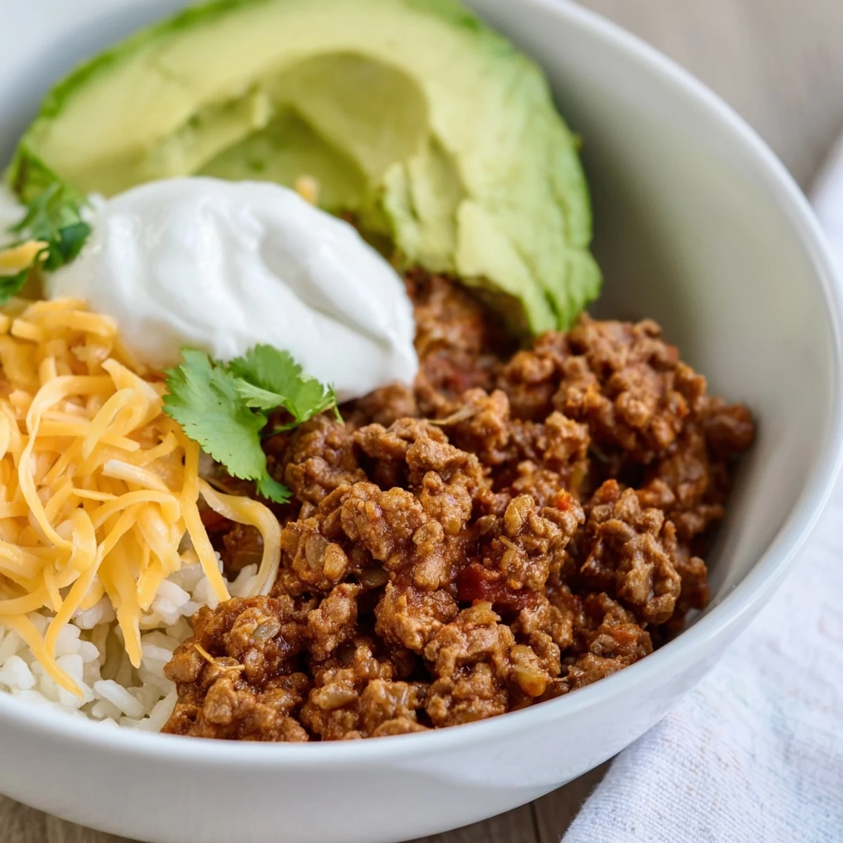 Fluffy cilantro-lime rice topped with savory spiced beef and hearty black beans in Beef Burrito Bowls.