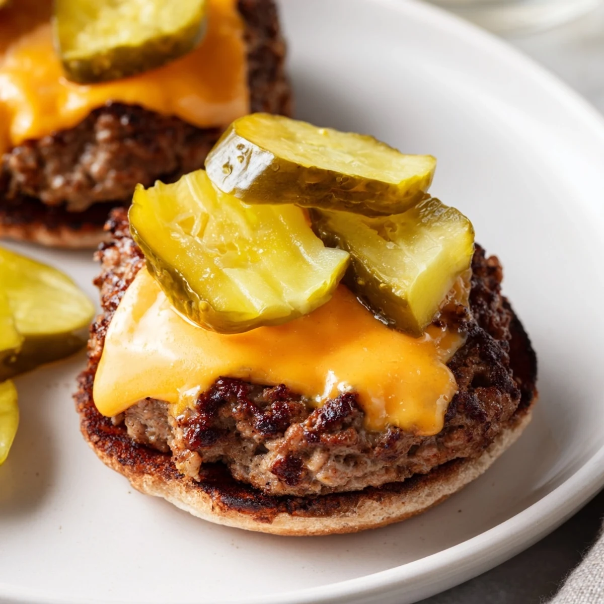 A juicy Turkey Burger with Cheese and Pickles served with crispy sweet potato fries and a side of ketchup.  