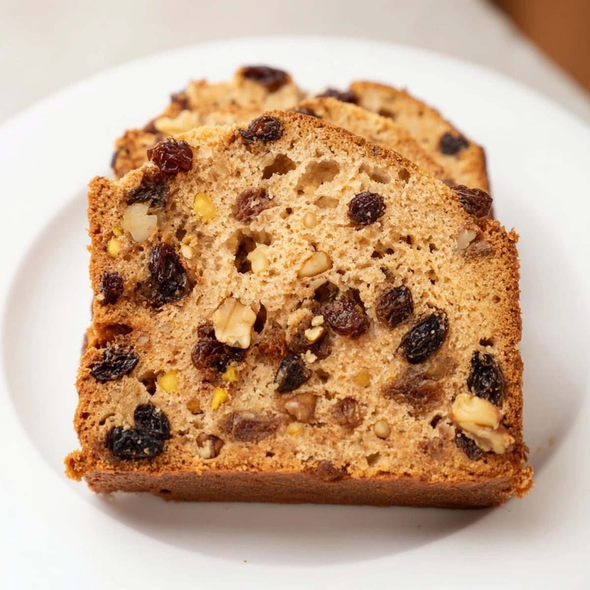 A moist Irish Tea Cake topped with lemon zest and powdered sugar is served beside a hot cup of tea.