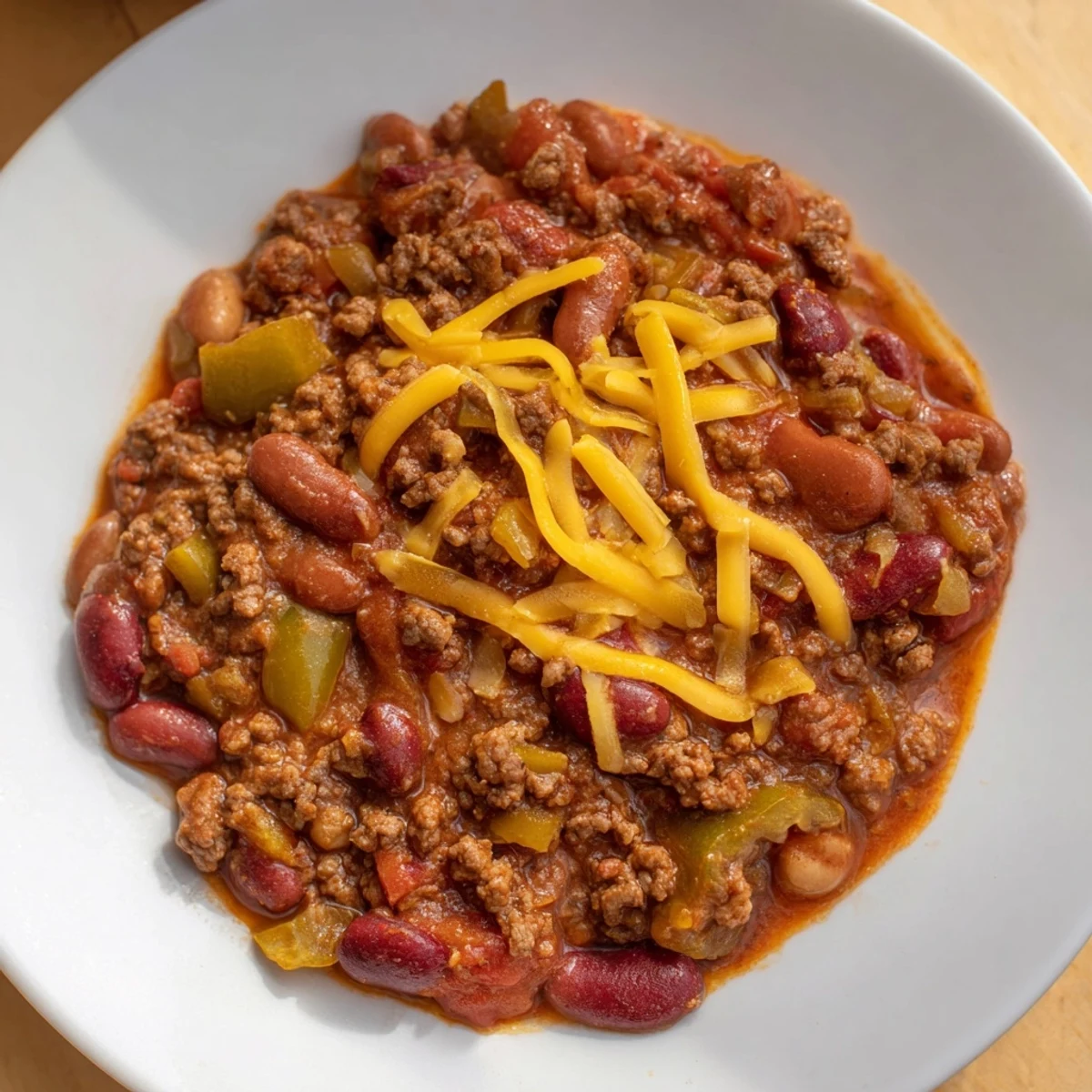 Tailgate Beef Chili with Beans simmering in a Dutch oven, thick with ground beef, beans, and bold spices.
