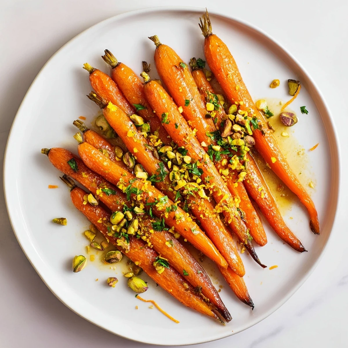 Serve these glazed roasted carrots warm as an elegant side dish, garnished with fresh parsley and orange.