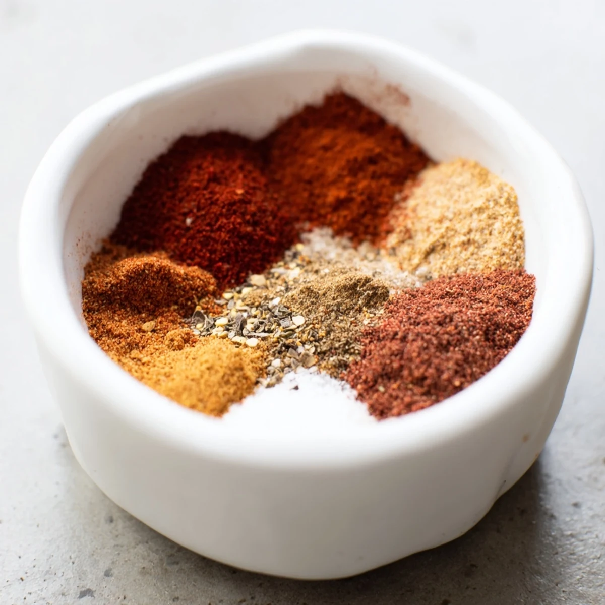 A spoon holds up the vibrant homemade taco seasoning mix, showing off rich brown and red hues, perfect for seasoning ground beef or chicken for taco night.