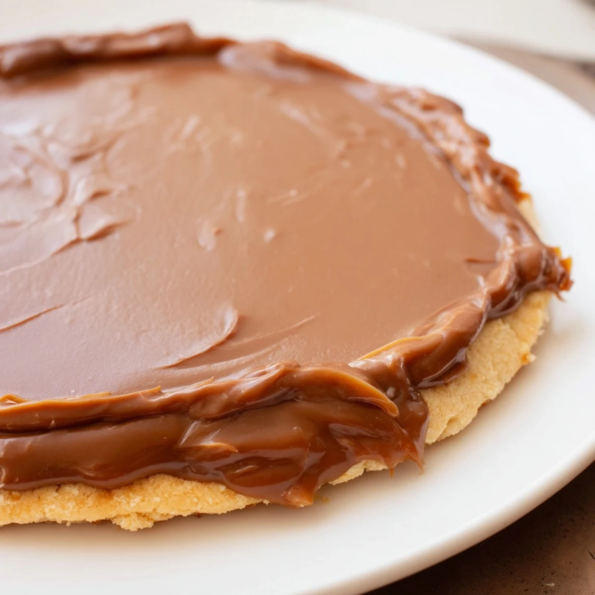 Stack of freshly made Twix Cookies with a bite taken out, revealing the layered caramel and shortbread inside.