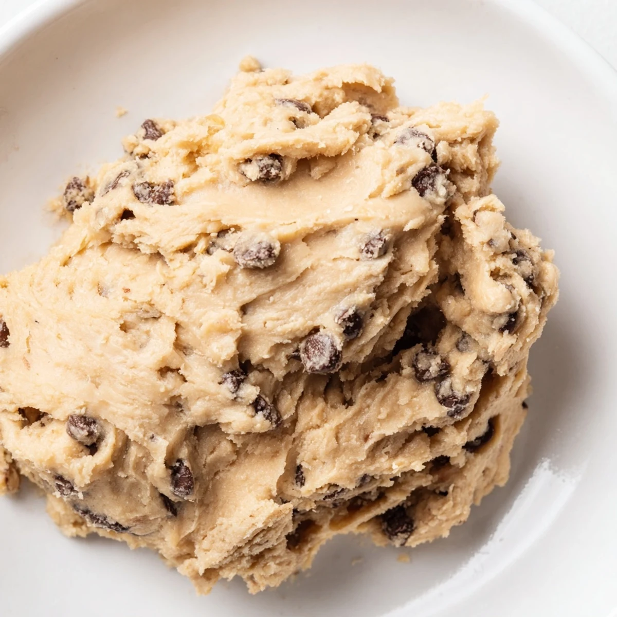 Creamy Chocolate Chip Greek Yogurt Cookie Dough in a bowl with a spoon, ready to eat.