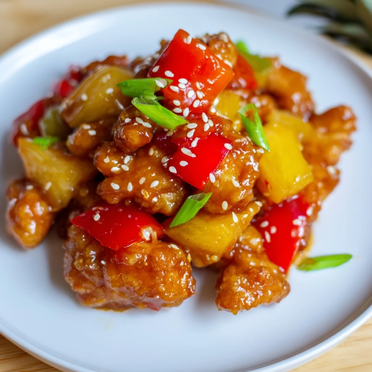 Golden-brown chicken and vibrant red peppers simmer in a glossy pineapple glaze in this Sweet Hawaiian Crockpot Chicken.  
