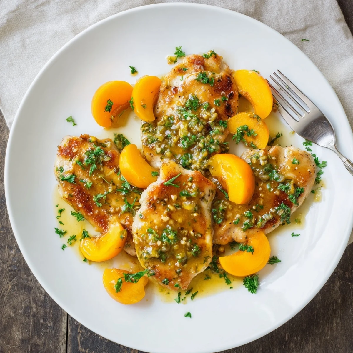Juicy chicken pieces coated in a tangy apricot sauce, with steam rising from the pan, highlighting the rich color and texture of this easy weeknight dinner.