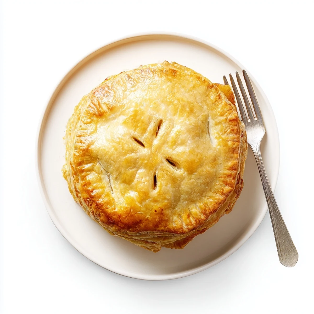 Golden rustic chicken ricotta and herb pie with flaky puff pastry crust