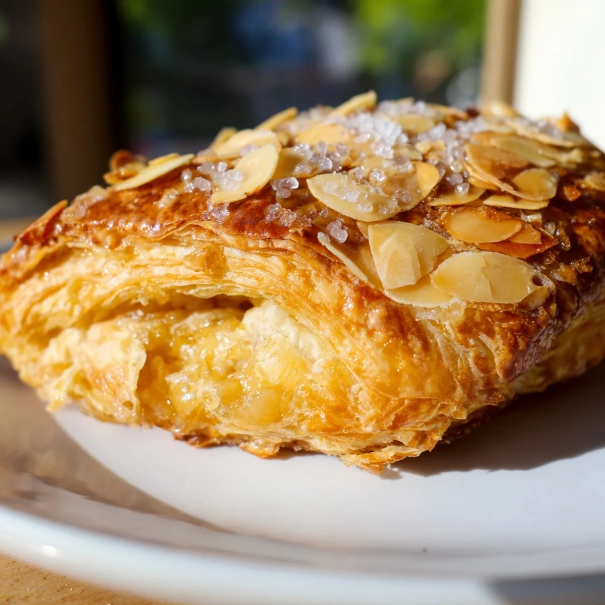 Buttery puff pastry bear claw filled with sweet almond paste baked until crisp and flaky