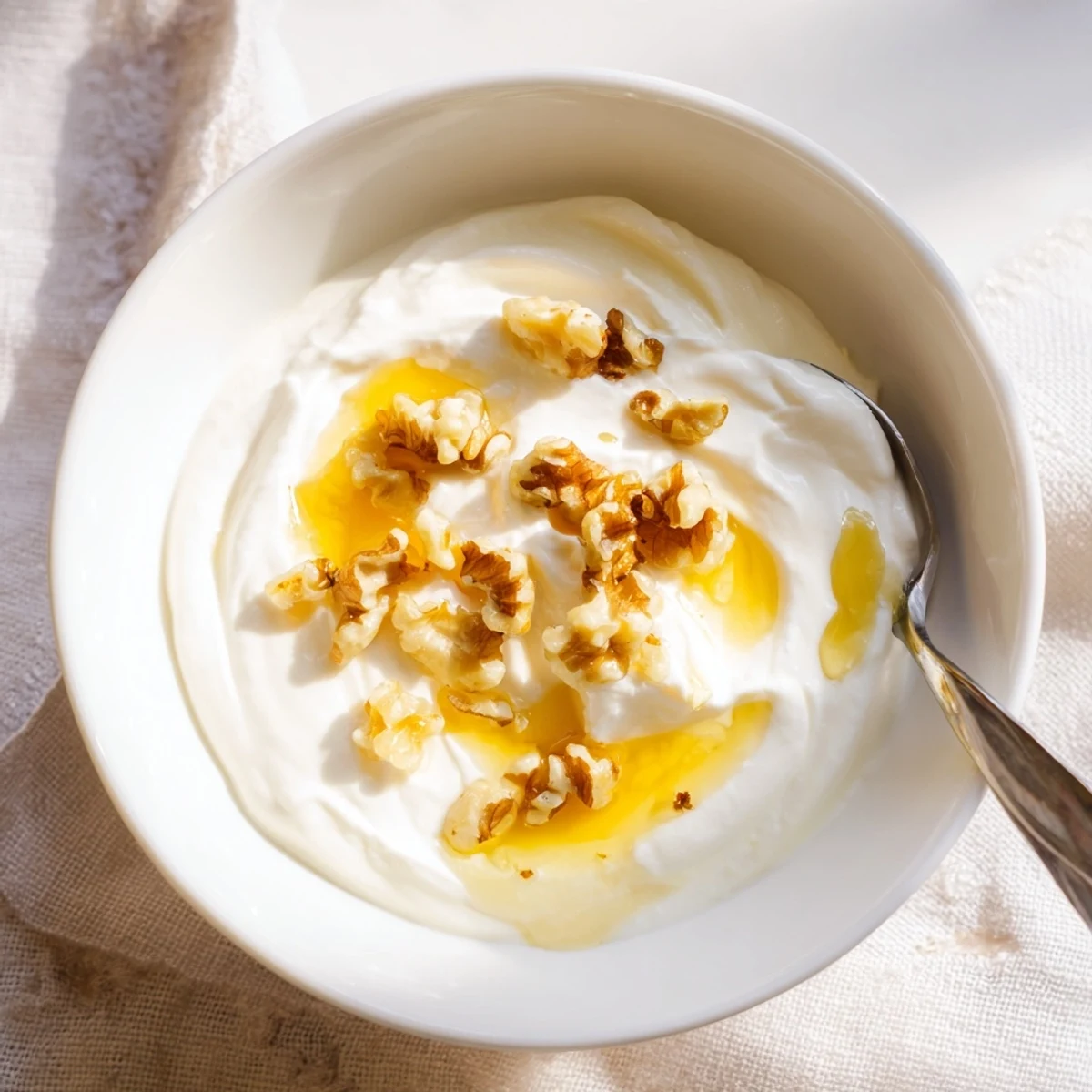 Thick creamy Greek yogurt topped with granola fresh berries and a dusting of cinnamon