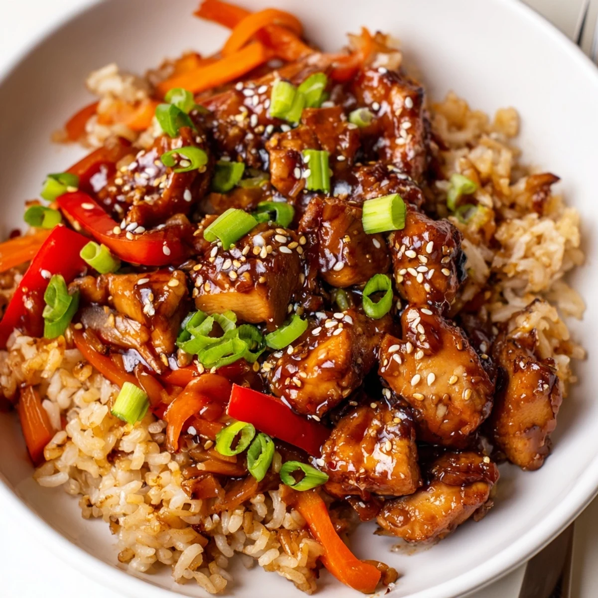 Tender glazed chicken and vegetables over fluffy rice in this One Pan Korean BBQ Chicken