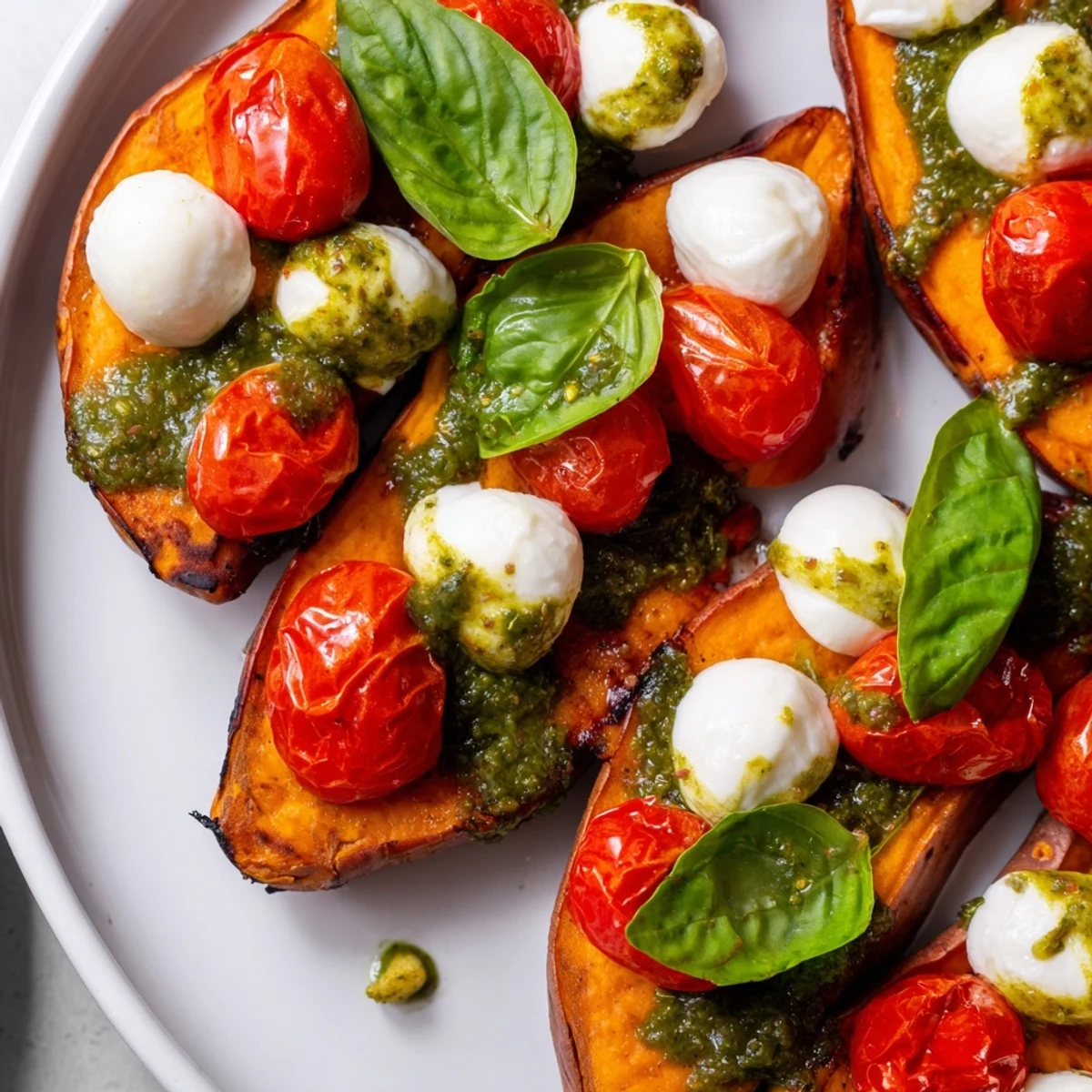 Summer Sweet Potatoes Tomatoes Mozzarella