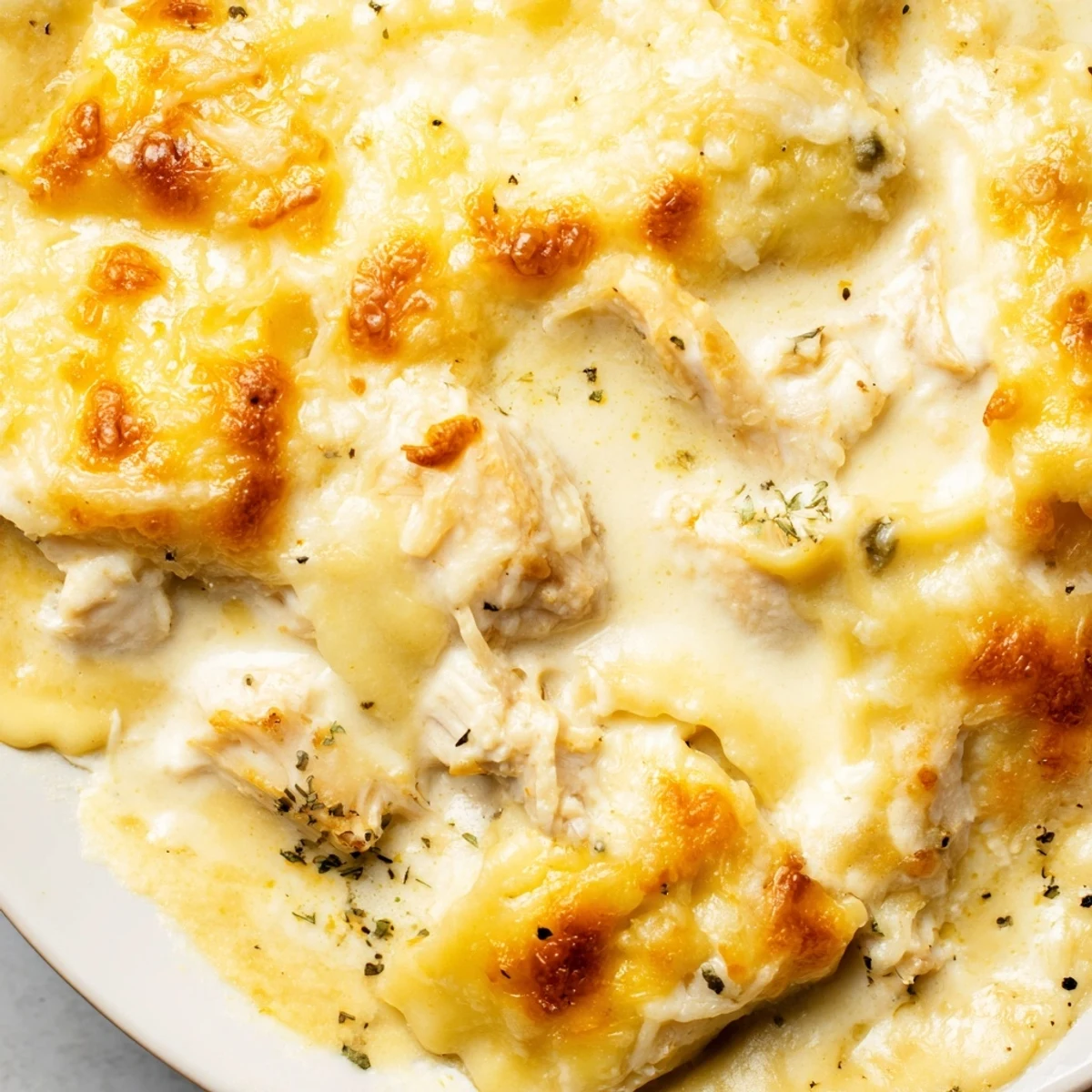 Chicken Alfredo Baked Ravioli