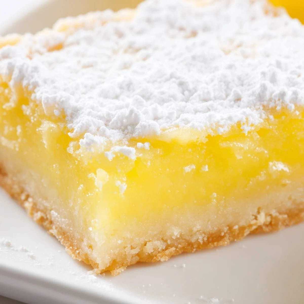 Bright yellow lemon bar recipe featuring a buttery shortbread crust and glossy filling