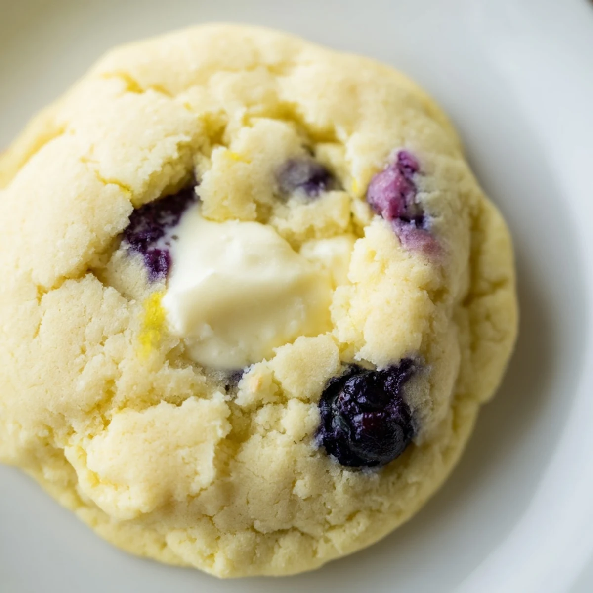 Soft Lemon Blueberry Cheesecake Cookies with golden edges and creamy centers on rustic parchment paper