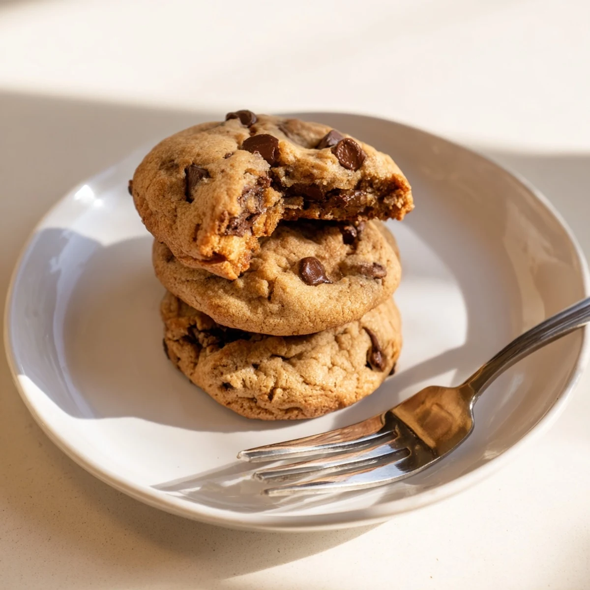 Fresh baked nut free chocolate chip cookies studded with melty semi-sweet chocolate morsels
