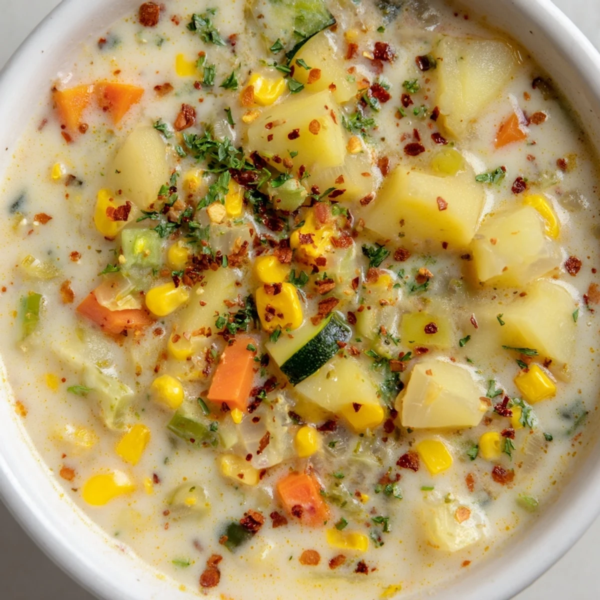 Hearty Potato Corn Zucchini Soup