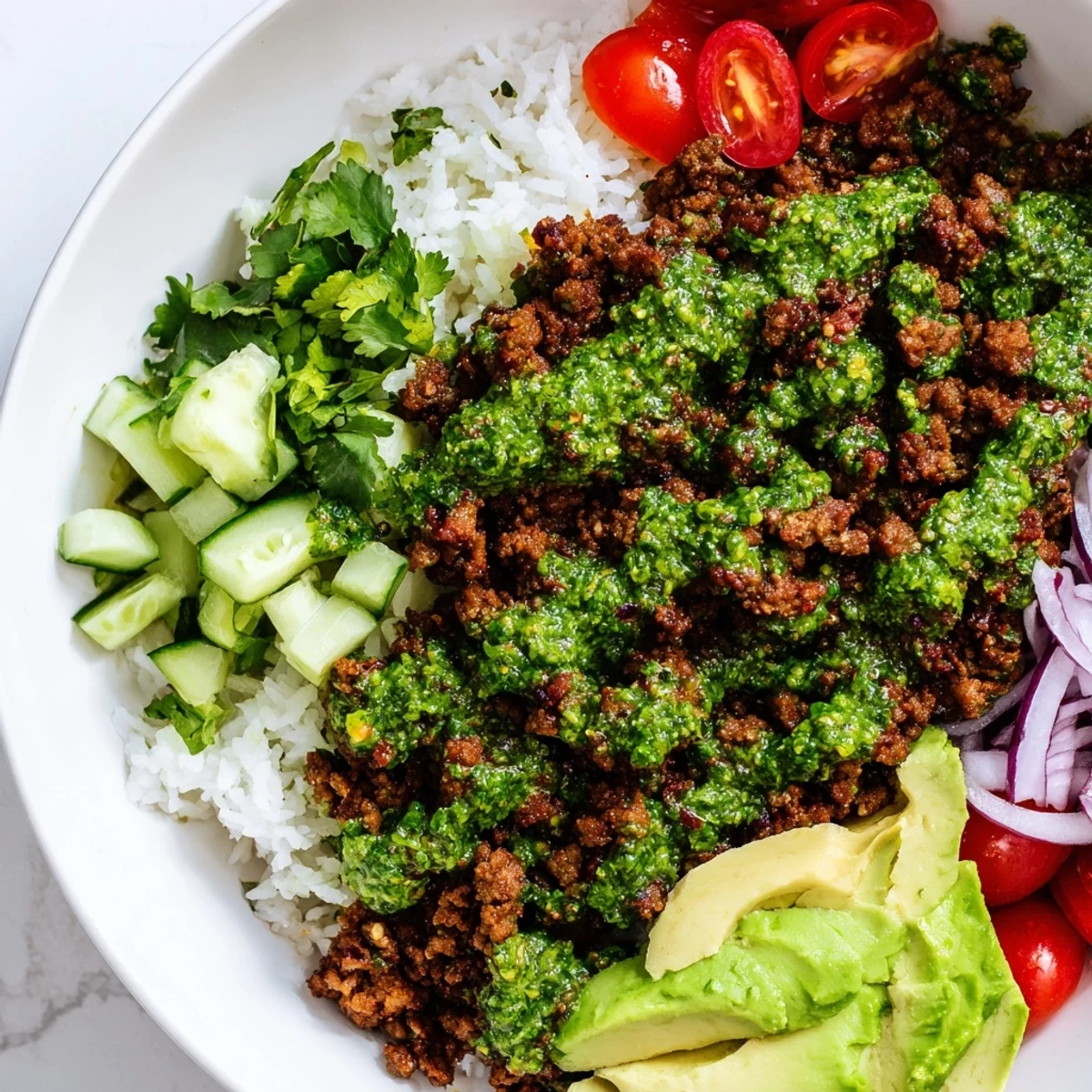 Chimichurri Ground Beef Bowls