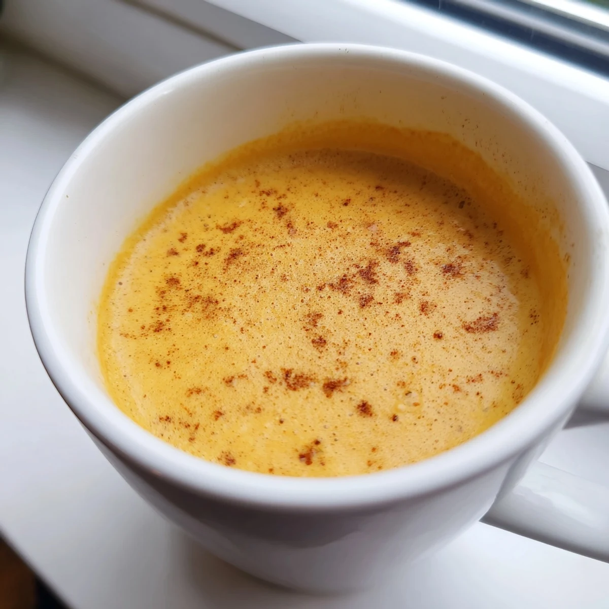 Creamy Goguma Latte in a warm mug topped with a dusting of cinnamon