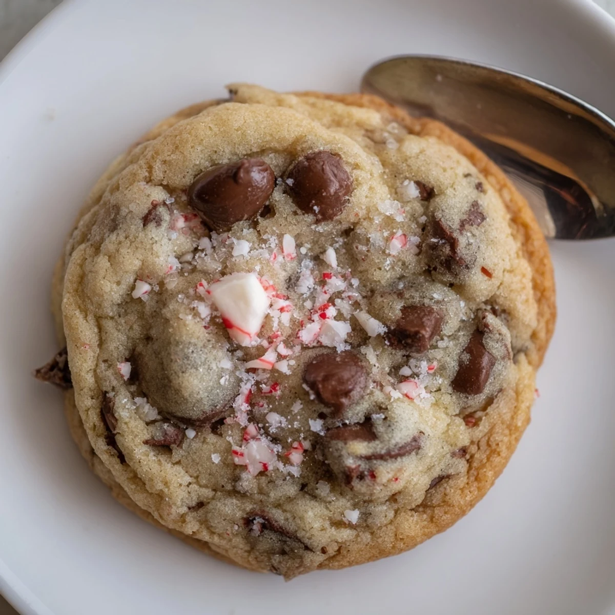 Festive Peppermint Chocolate Chip Cookies cooling on a rack, minty aroma rising