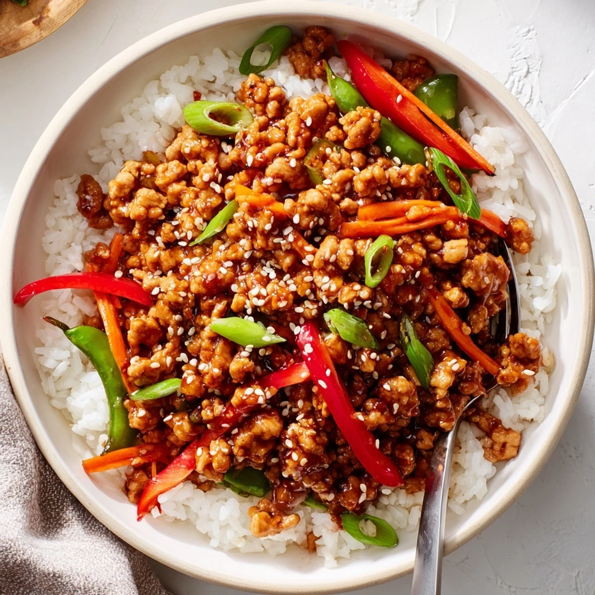 Weeknight Teriyaki Turkey Rice Bowls: tender turkey glazed, crunchy veggies, quick dinner