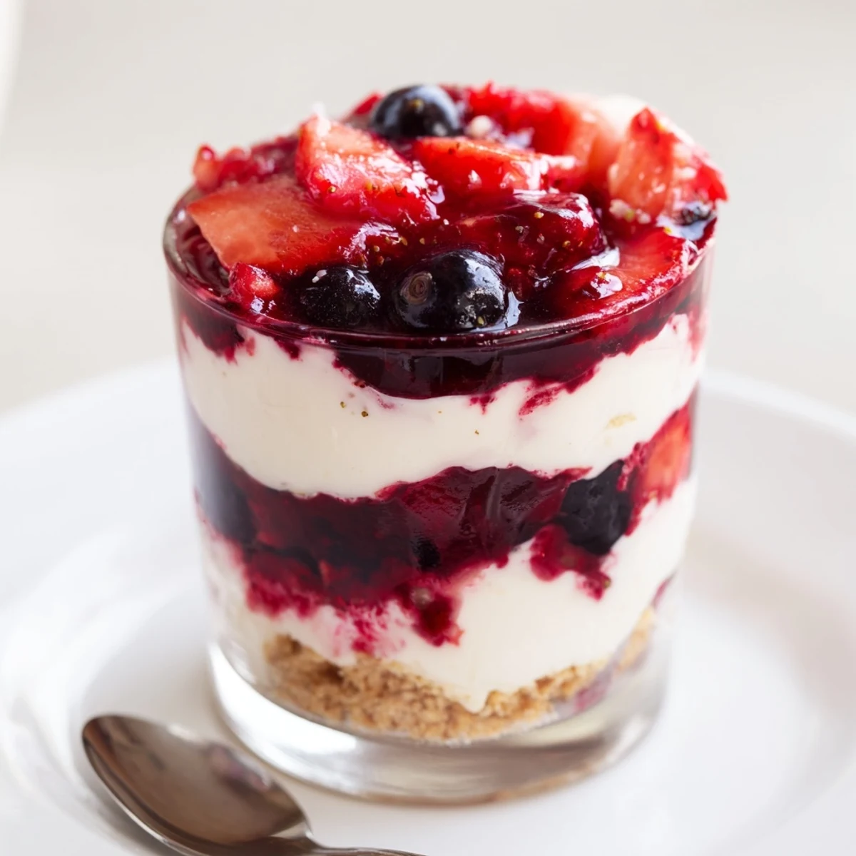 Mini Berry No Bake Cheesecakes ready to serve, zesty lemon and sweet berries