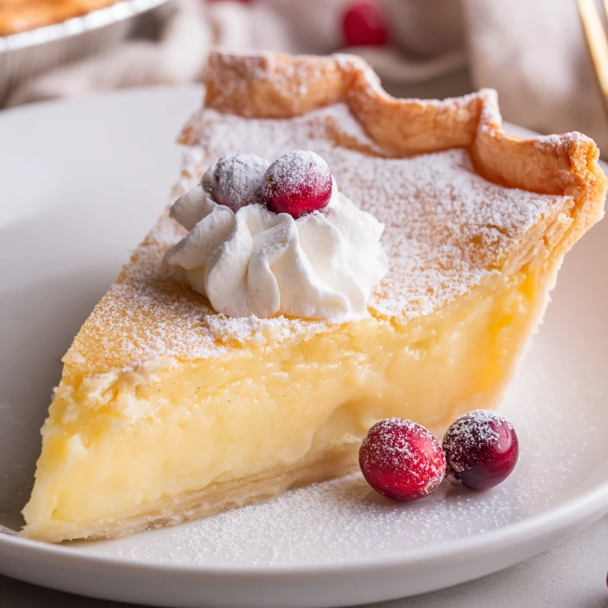 Warm, glossy Christmas Eve Custard Pie With Cinnamon Vanilla cooling on rack