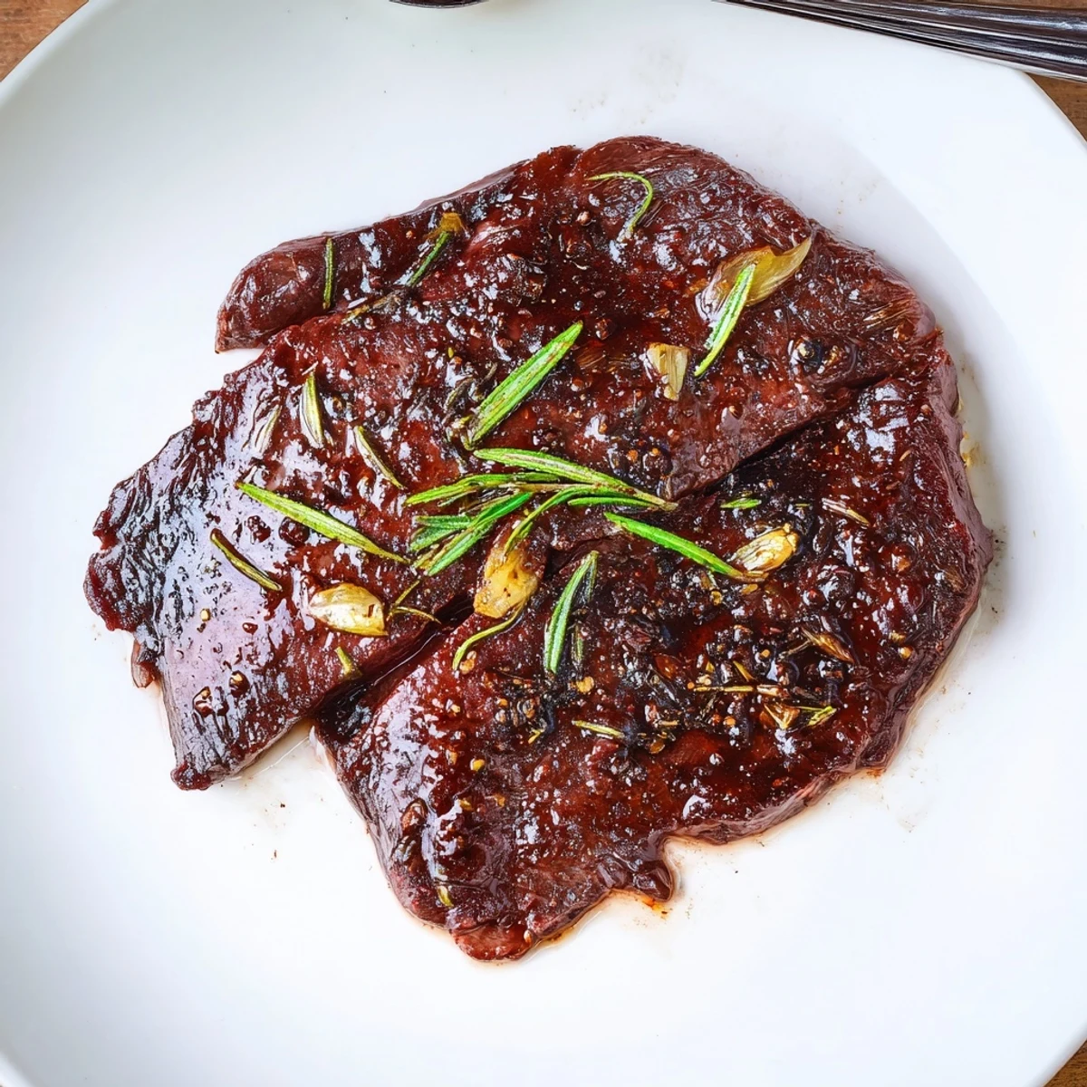 Homemade Steak Marinade whisked smooth, scented with balsamic, lemon, and rosemary