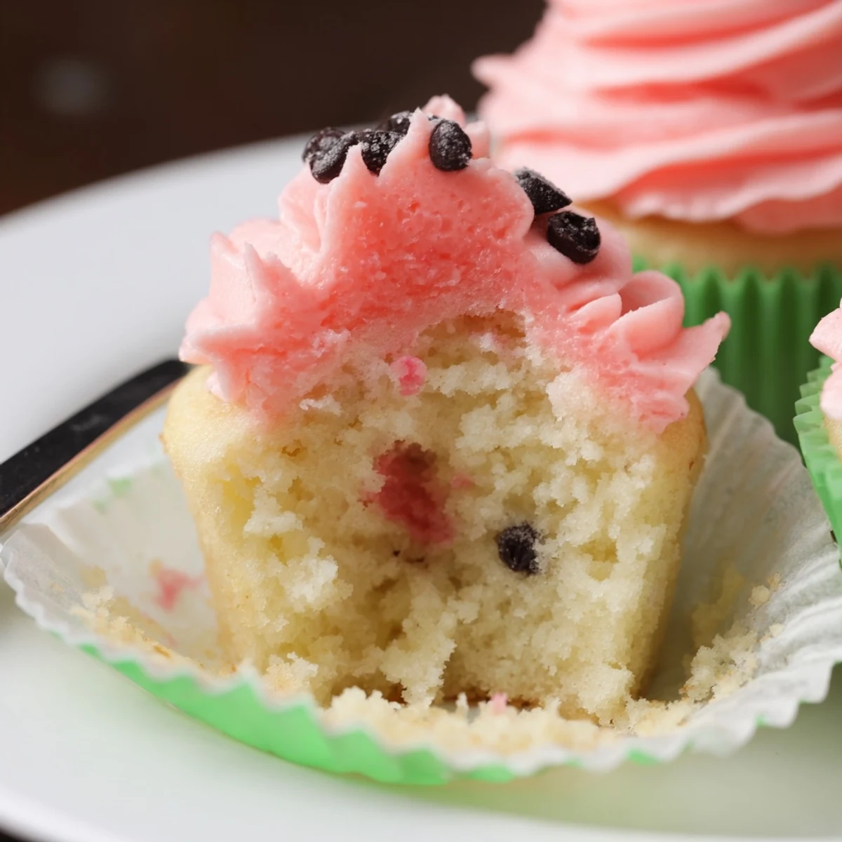 Fresh baked Watermelon Cupcakes steaming slightly, perfect for summer parties or picnics