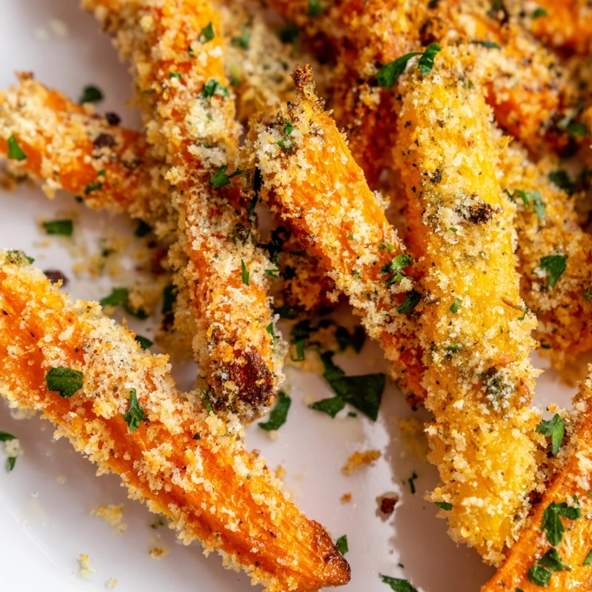 Tender carrot sticks baked with savory parmesan crust until perfectly golden and crunchy