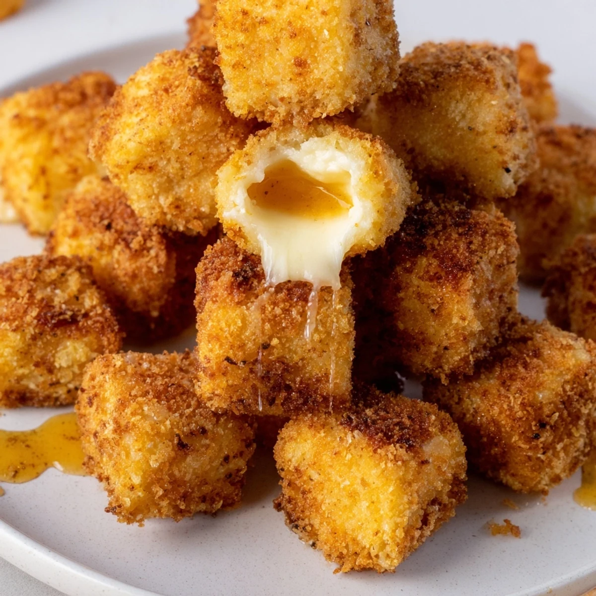Irresistible Crispy Mozzarella Poppers With Maple Glaze, golden crunch and gooey cheese