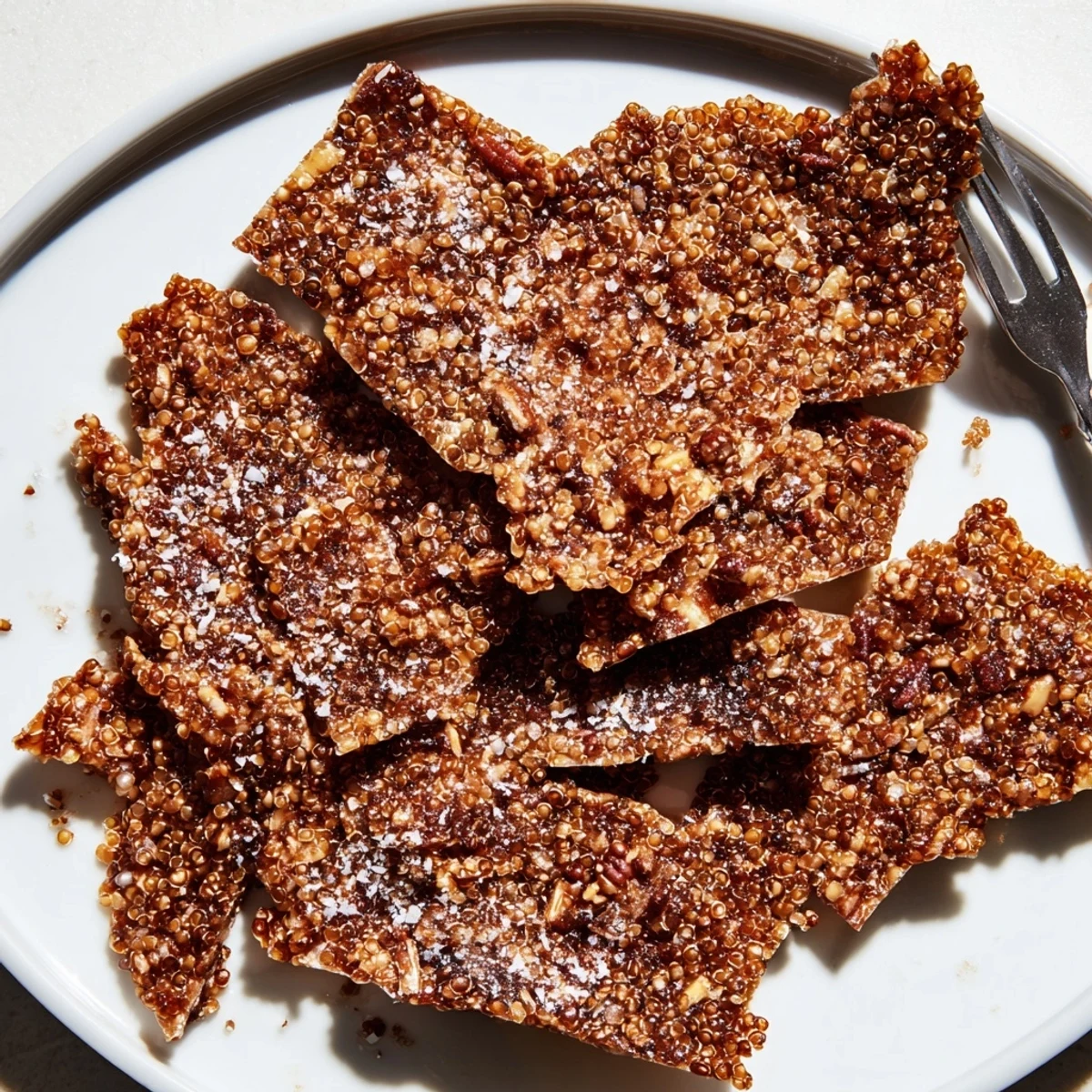 Sea Salted Quinoa Pecan Brittle tastes buttery and caramelized, perfect with afternoon coffee