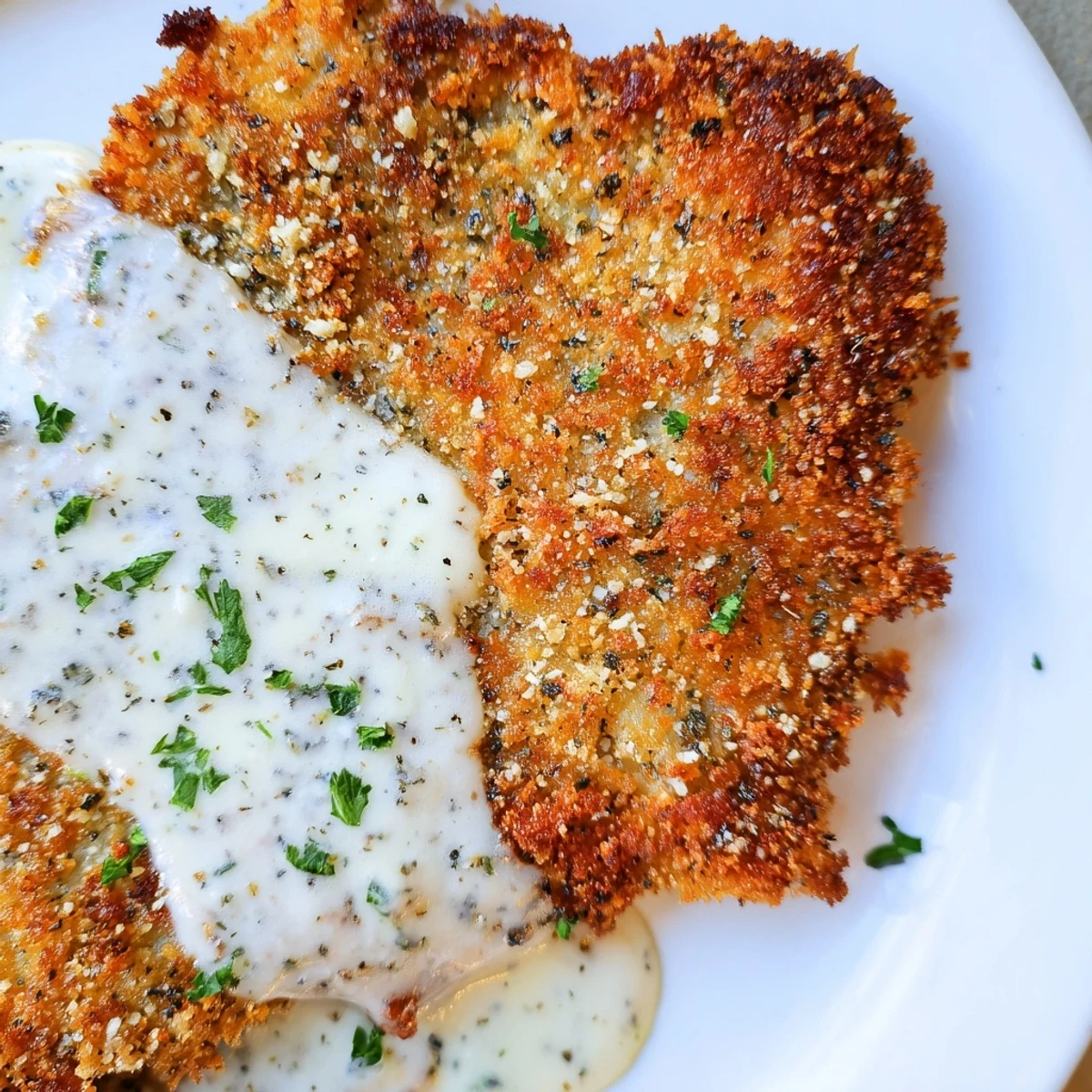 Crispy Parmesan Chicken Garlic Sauce